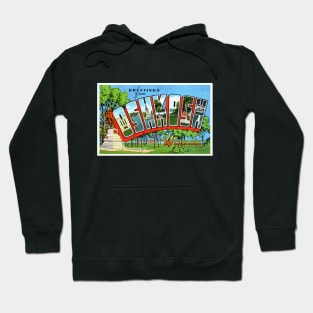 Greetings from Oshkosh, Wisconsin - Vintage Large Letter Postcard Hoodie